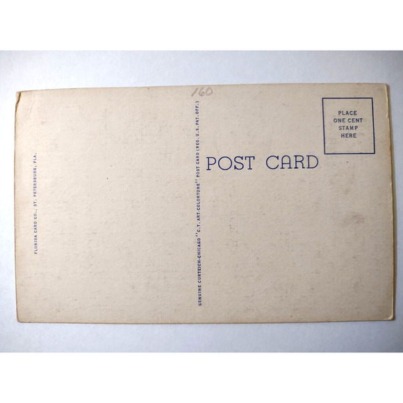 Greetings From St Petersburg Florida Large Big Letter Linen Postcard Beach Town - Picture 2 of 2